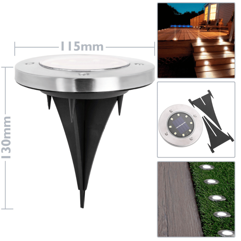 Lampe LED solaire pour sol de jardin sans fil